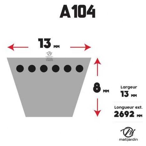 Courroie Tondeuse Thermique FEIDER - Largeur 9,3 Mm, Épaisseur 6,5 Mm - Compatibilité Assurée