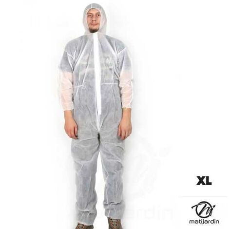 Combinaison Jetable Blanche Avec Capuche Taille 2XL - Type 5/6 - Neuf Étiqueté
