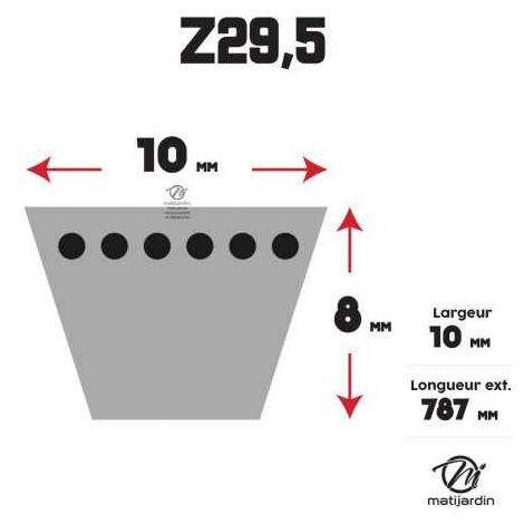Courroie Tondeuse Z29,5 Trapézoïdale 10mm X 787mm - Matijardin Pièce Détachée Robuste