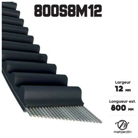 Courroie tondeuse 800-S8M12 simple denture  12 x 800 mm (1/4)
