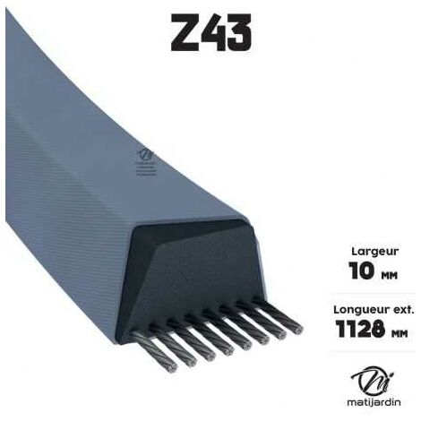 Courroie tondeuse Z43 trapézoïdale 10 x 1128 mm (1/4)
