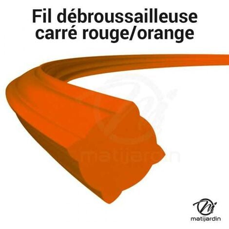 Fil nylon 4 mm x 50 m carré orange bobine - Matijardin