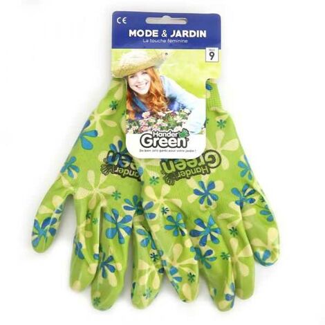 Gants imprimés féminin. Travaux jardin. Taille 9. HanderGreen® (1/5)
