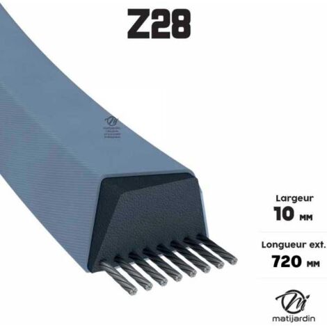Courroie tondeuse Z28 trapézoïdale 10 x 749 mm (1/4)