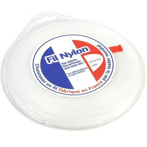 Fil nylon 2 mm x 65 m Rond Blanc Blister (1/5)