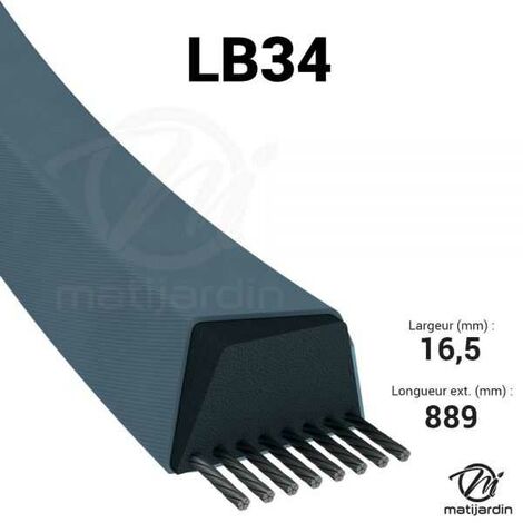 Courroie tondeuse Mitsuboshi LB34 trapézoïdale 16,5 x 875 mm (1/4)
