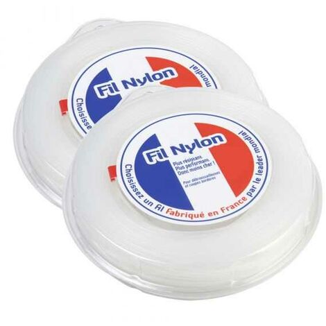 Fil nylon 2 mm x 65 m Rond Blanc Blister par 2 (1/5)