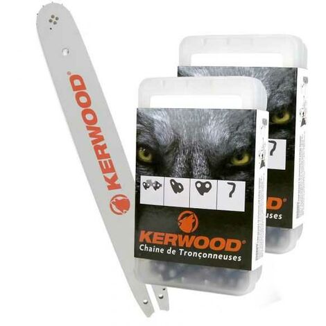 Kit tronçonneuse 1 guide + 2 chaînes Kerwood. 45 cm. 3/8"LP. 1,3 mm. 18B2KCWA. 62 maillons (1/5)