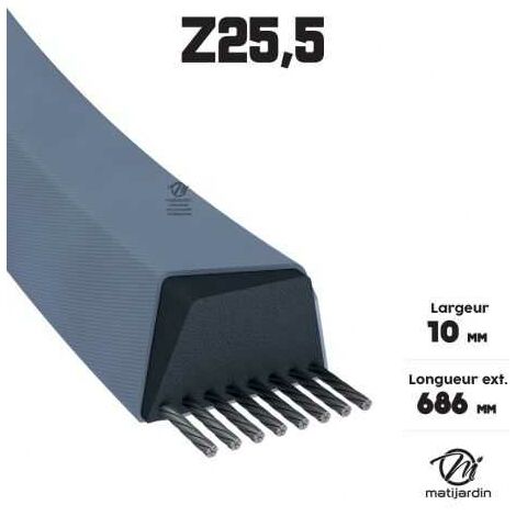 Courroie tondeuse Z25,5 trapézoïdale 10 x 686 mm (1/4)