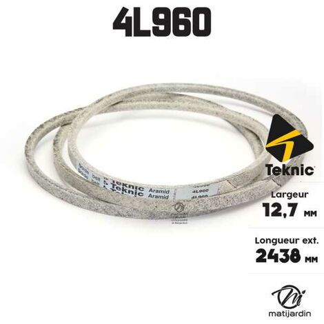 Courroie lisse trapézoïdale série A (section 13x8mm) Longueur ext: 2438mm. de chez au prix de 18,89