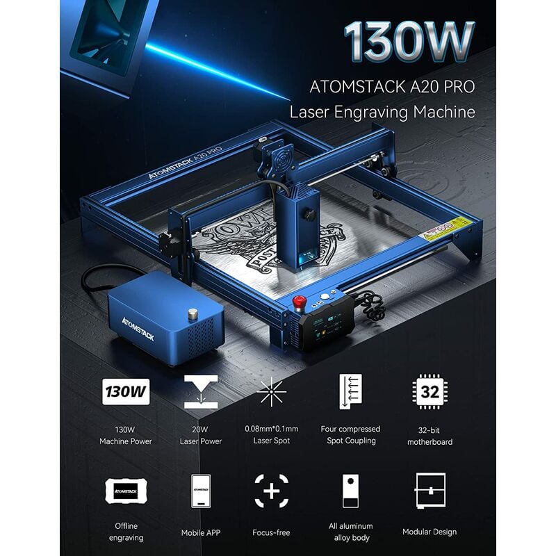 ATOMSTACK A6 Pro 40W Laser Engraving Machine 6W Output Laser Engraver  600mm/s Fast Cutter Curb Chain Design Non-Clogging Module