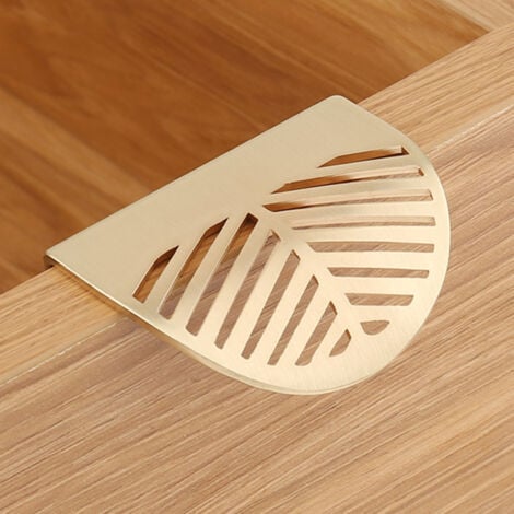 DEWIN Drawer Handles and Knobs 4pcs Leaf Shape Cabinet Pulls Brass Gold Furniture Handles Kitchen Door Knobs