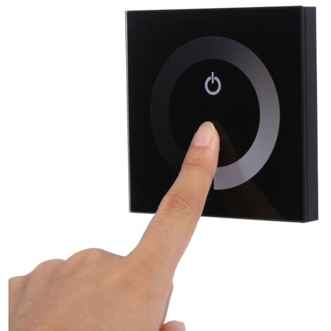 DEWIN Single Color Touch Panel Dimmer Wall Switch Controller LED Light Strip DC 12V-24V(Black)