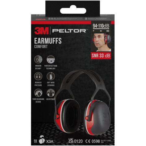 Casque anti-bruit confortable 3M™ PELTOR™ X3A, SNR 33 dB
