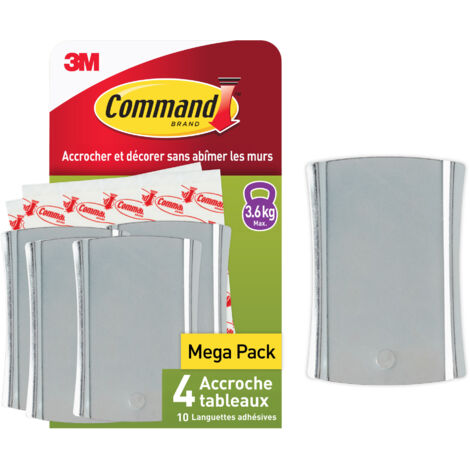 Lot de 2 accroches tableaux adhésive universelle Command™, grand format, 4 crochets + 10 languettes par paquet