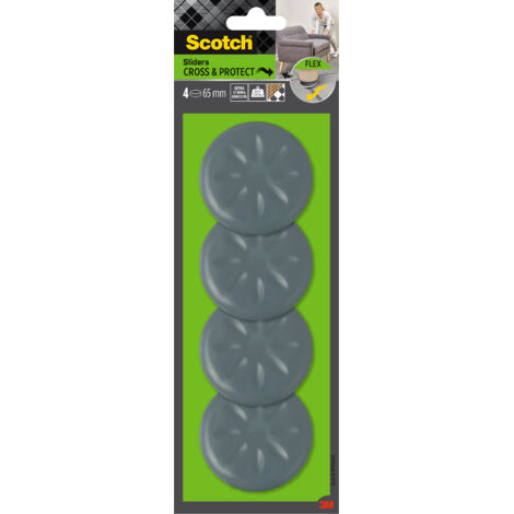 Lot de 2 patins glisseur Move & Protect Flex Scotch®, adhésif, gris, Ø 65 mm, 4/paquet - 500 kg (1/2)