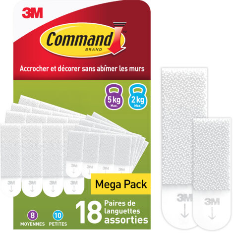 Les Languettes Accroches Tableaux Petit et Moyen Modèles Command™, Blanc (1/5)