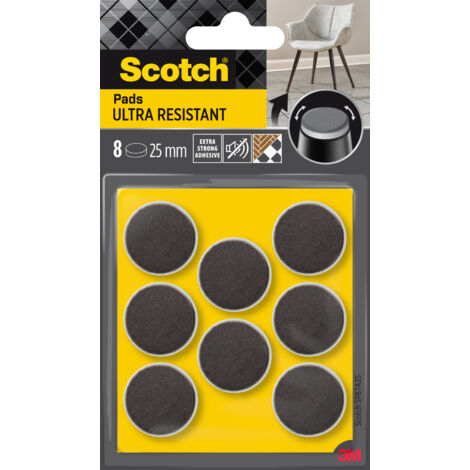 Lot de 3 coussinets de feutre ultra-résistant Scotch®, adhésif, gris/adhésif, blanc, Ø 25 mm, 8/paquet (1/2)