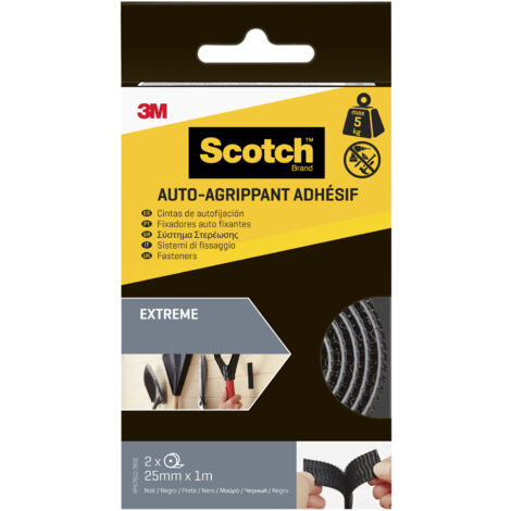 Lot de 2 auto-agrippants Scotch® Extrême, noir, 25 mm x 1 m