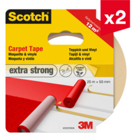 Lot de 2 rubans adhésif pour moquette extra-fort blanc Scotch®, 50 mm x 20 m, 1 Rouleau