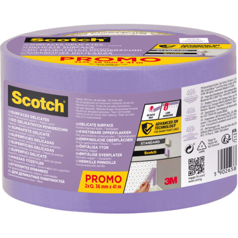 Ruban de masquage Surfaces Délicates Scotch®, 36 mm x 41 m, 2 Rouleaux/Emballage, 100% PEFC SGSCH-PEFC-COC-110078