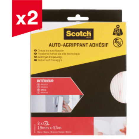 Lot de 2 auto-agrippants Scotch® pour Intérieur, blanc, 19 mm x 4,5 m