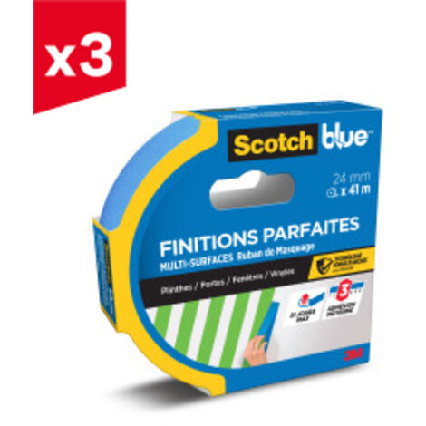 Lot de 3 rubans de masquage Finitions Parfaites ScotchBlue™, 24 mm x 41 m, 1 Rouleau/Emballage, 100% PEFC SGSCH-PEFC-COC-110078