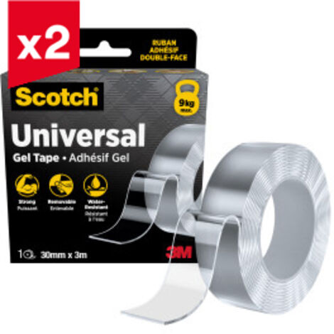 Lot de 2 rubans gel universel Scotch®, transparent, 30 mm x 3 m, 1 rouleau/paquet (1/2)