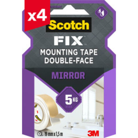 Lot de 4 rubans d'assemblage double face Scotch-FIX™ Mirror, 19 mm x 1,5 m, 1 rouleau/paquet