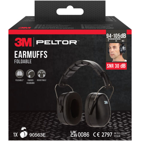 Casque anti-bruit avec serre-tête pliable 3M™ 90563E, SNR 30 dB, noir