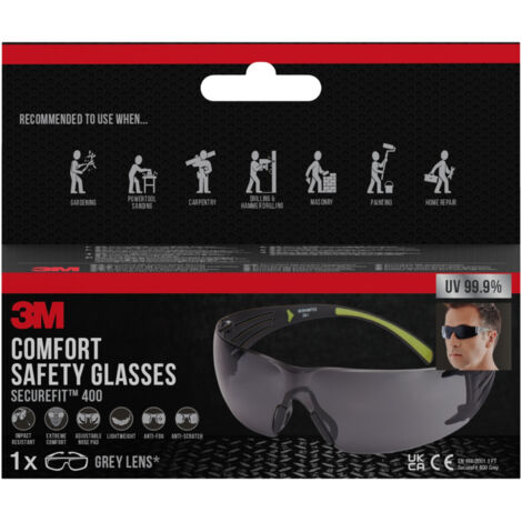 Lot de 2 lunettes de sécurité 3M™ SecureFit™ 400, verre gris