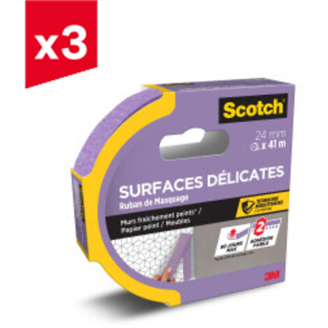 Lot de 3 rubans de masquage Surfaces Délicates Scotch®, 24 mm x 41 m, 1 Rouleau/Emballage, 100% PEFC SGSCH-PEFC-COC-110078
