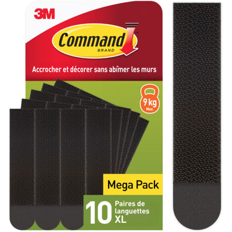 Languettes accroches tableaux Command™ , noires, extra-larges pour cadres lourds 9 kg, 10 paires (1/4)