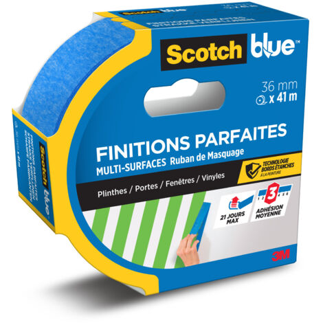 Lot de 3 rubans de masquage Finitions Parfaites ScotchBlue™, 1 Rouleau/Emballage, 36 mm x 41 m, 100% PEFC SGSCH-PEFC-COC-110078 (1/5)