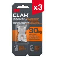 Lot de 3 crochets pour tableaux spécial plaque de plâtre 3M CLAW™ 30 kg, 2 crochets
