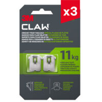 Lot de 3 packs de 4 crochets pour tableaux spécial plaque de plâtre 3M CLAW™ 11 kg, 12 crochets au total