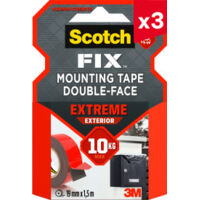 Lot de 3 rubans d'assemblage double face pour l’extérieur Scotch-FIX™ Extreme, 19 mm x 1,5 m, 1 rouleau/paquet