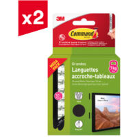 Lot de 2 languettes accroche tableaux Command™, noires, grandes, 12 paires (24 languettes), multi-pack