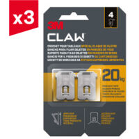 Lot de 3 crochets pour tableaux spécial plaque de plâtre 3M CLAW™ 20 kg, 4 crochets