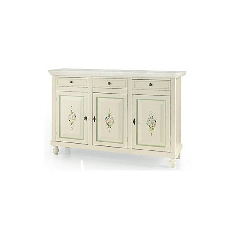 Mar.c.a. Design Credenza Soggiorno, Base in Legno di Pioppo Bianco