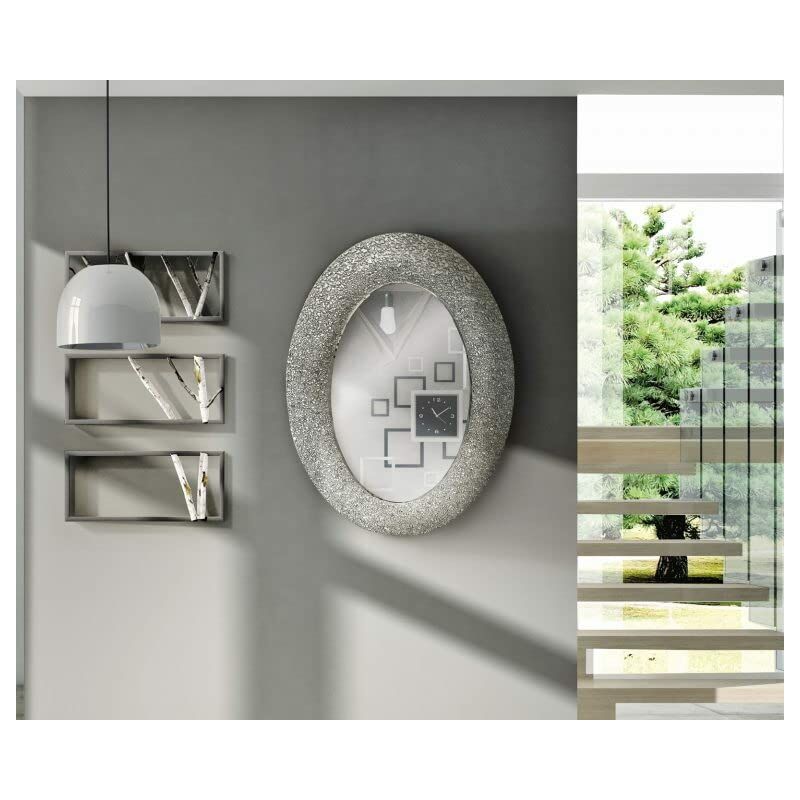 Mar.c.a. Design - Specchio da Parete con Cornice cm 75 x 110 Stile Moderno  Argento Brillantinato