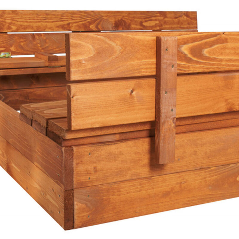 S Arenero De Madera 150x150cm SPRINGOS Con Bancos Y Tapa