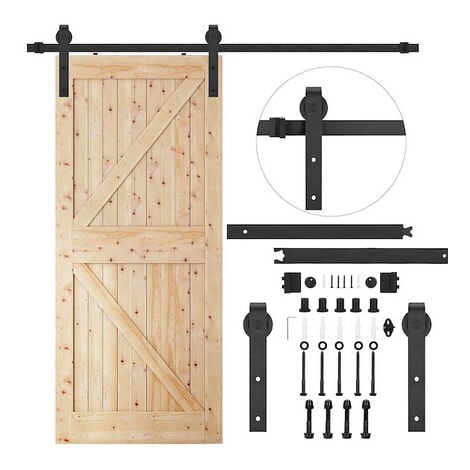 Sistema de puerta corredera de granero de 183 cm con herrajes decorativos,  guía para hasta 100