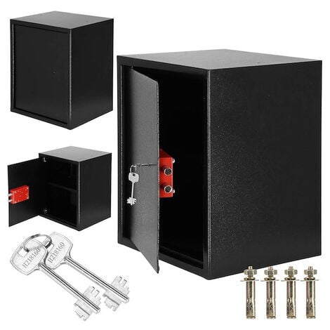 Caja fuerte doméstica con llave, caja 45x36x31cm para dinero en efectivo,  color negro.