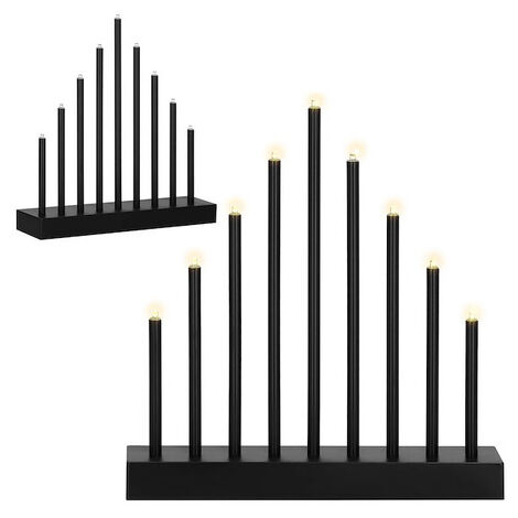 Candelabro de Adviento con 9 velas LED negras, adorno navideño. (1/5)