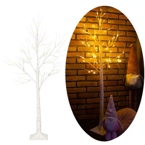 Árbol luminoso de 150 cm, decoración navideña de abedul con luces LED.