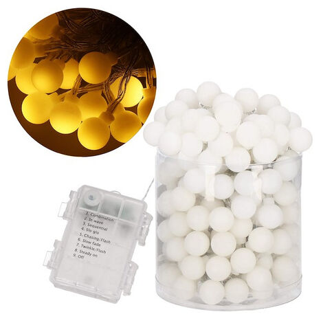 Luces decorativas 50 LED Bolas con 8 Modos de Iluminación / Blanco Cálido (1/5)