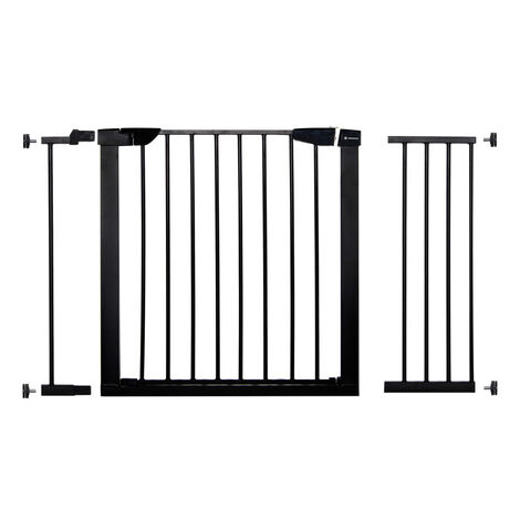 Barandilla para escaleras de 75-117 cm, puerta de seguridad extensible, color negro.