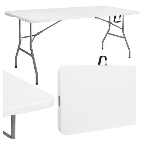 Mesa catering plegable de 180 cm en un estuche, mesa de jardín y turística  blanca.