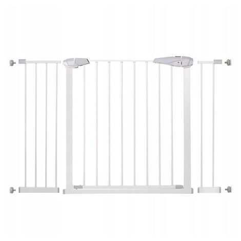 Barandilla para escaleras de 76-127 cm de ancho, puerta de seguridad ajustable, color blanco.